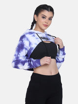Tie- Dye Bust Crop Hoodie-BLUE