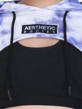 Tie- Dye Bust Crop Hoodie-BLUE
