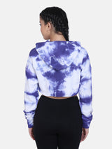 Tie- Dye Bust Crop Hoodie-BLUE