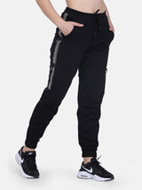 Women Solid Track Pant- Black
