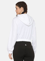 women solid hoodie- WHITE