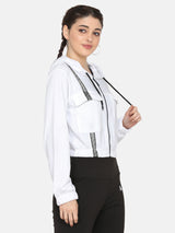 women solid hoodie- WHITE