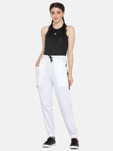 women solid track pant- WHITE