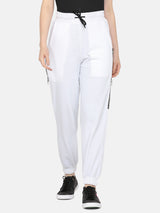 women solid track pant- WHITE