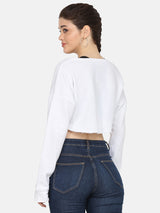 BUST CROP SWEAT SHIRT-WHITE