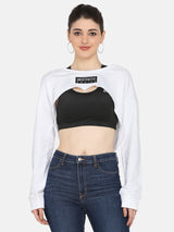 BUST CROP SWEAT SHIRT-WHITE