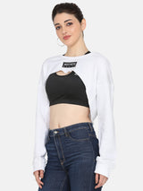 BUST CROP SWEAT SHIRT-WHITE