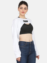 BUST CROP SWEAT SHIRT-WHITE
