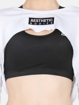 BUST CROP SWEAT SHIRT-WHITE