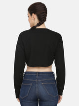 BUST CROP SWEAT SHIRT-BLACK