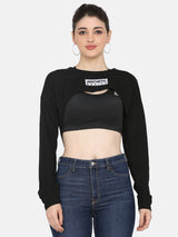 BUST CROP SWEAT SHIRT-BLACK
