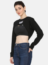 BUST CROP SWEAT SHIRT-BLACK