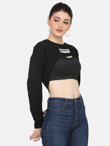 BUST CROP SWEAT SHIRT-BLACK