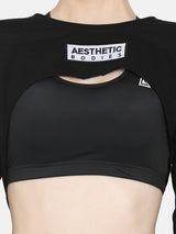 BUST CROP SWEAT SHIRT-BLACK