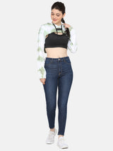 TIE- DYE BUST CROP HOODIE-APPLE GREEN