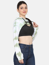 TIE- DYE BUST CROP HOODIE-APPLE GREEN