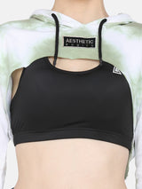 TIE- DYE BUST CROP HOODIE-APPLE GREEN