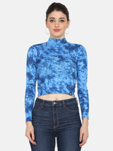 High Neck Top- Blue