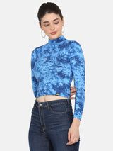 High Neck Top- Blue