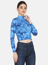 High Neck Top- Blue