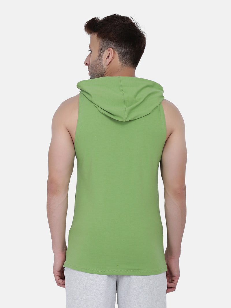 Men’s Drop Arm Sleeveless Hoodie(Green)