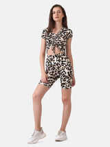 WOMEN'S LEOPARD BIKER CO ORDS