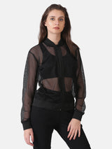 WOMEN'S MESH ZIPPER JACKET
