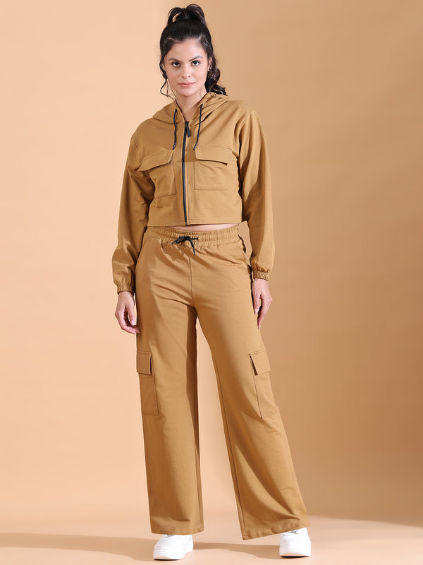 HOODED CO ORDS SET CIDER BROWN