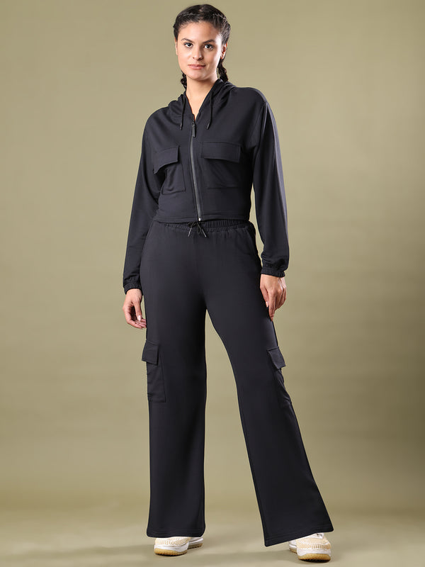 HOODED CO ORDS SET BLACK