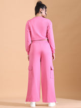 CREW NECK BAGGY CO ORDS HOT PINK