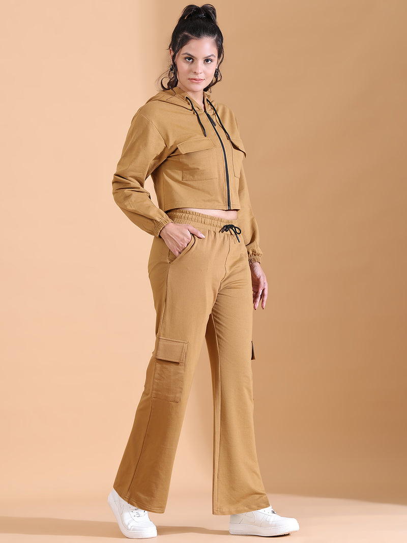 HOODED CO ORDS SET CIDER BROWN