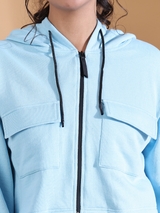 Zipper Hoodie Patch Pocket