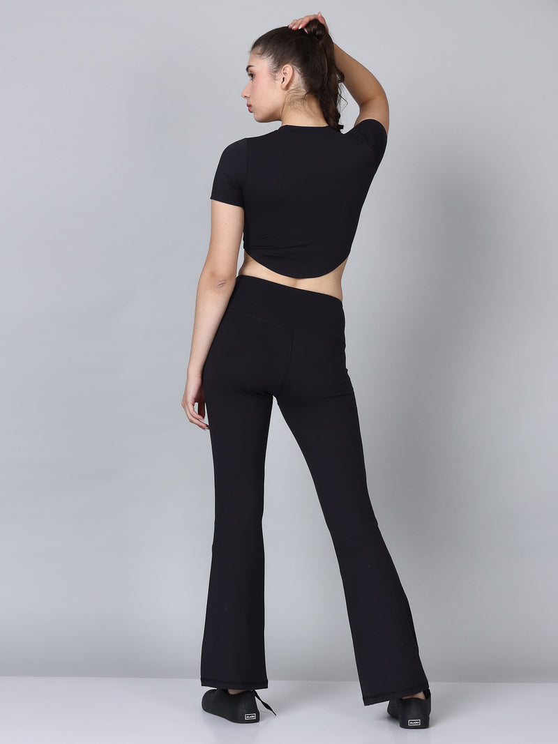 Sport Bra with Black Flared Pants Co-Ord