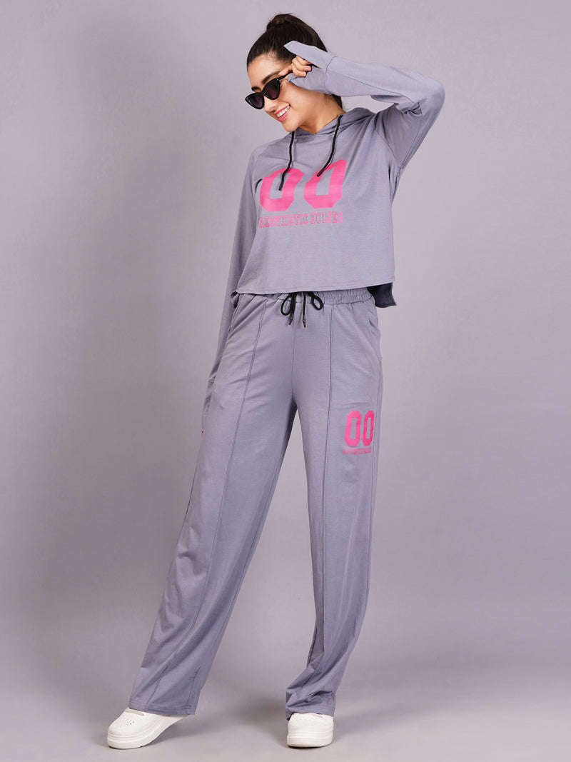 Purple Grey Printed Co-Ords Set