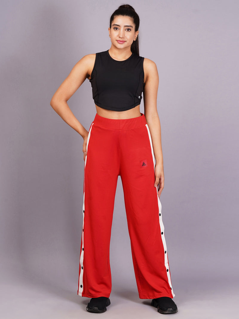 Women Red Buttoned pants