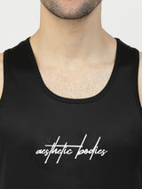 Black Printed Innerwear Gym Vest