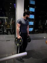 Compression T-Shirt Grey Block Print
