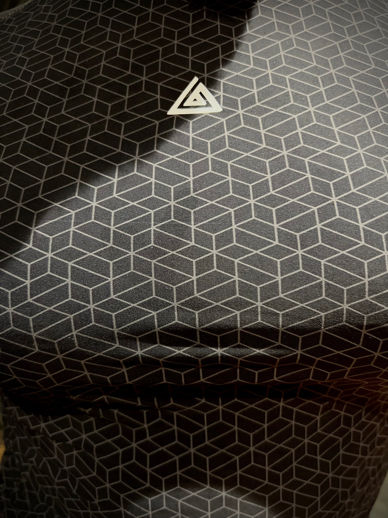 Compression T-Shirt Grey Block Print
