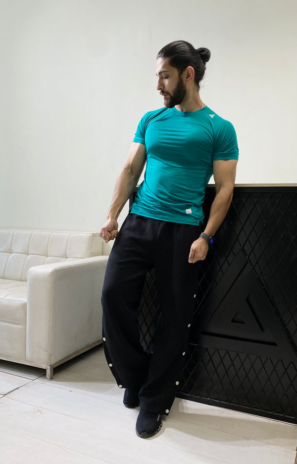 MEN'S CROSS STITCH TEAL GREEN T-SHIRT