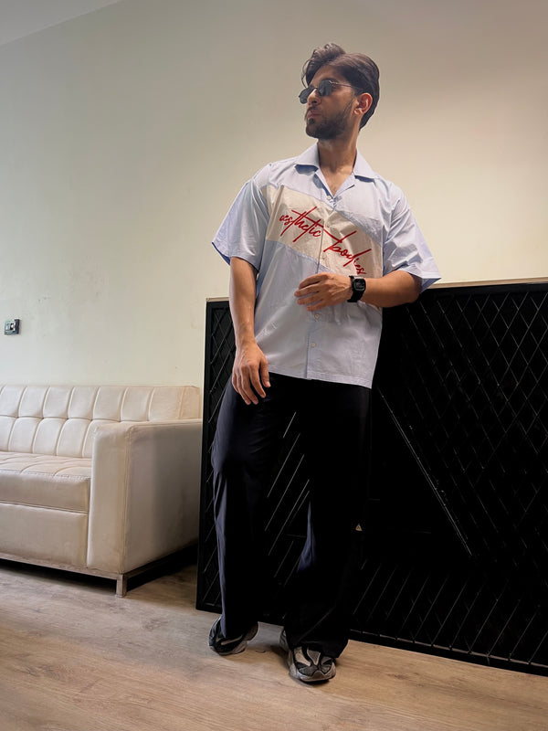 Aesthetic Bolddrop Oversized Graphic Shirt – Sky Blue