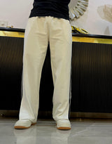 Men Extra Wide Leg Jogger with Contrast Stripe and Slit