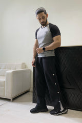 Men's Raglan  Tee- Grey/Black