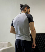 Men's Raglan  Tee- Grey/Black