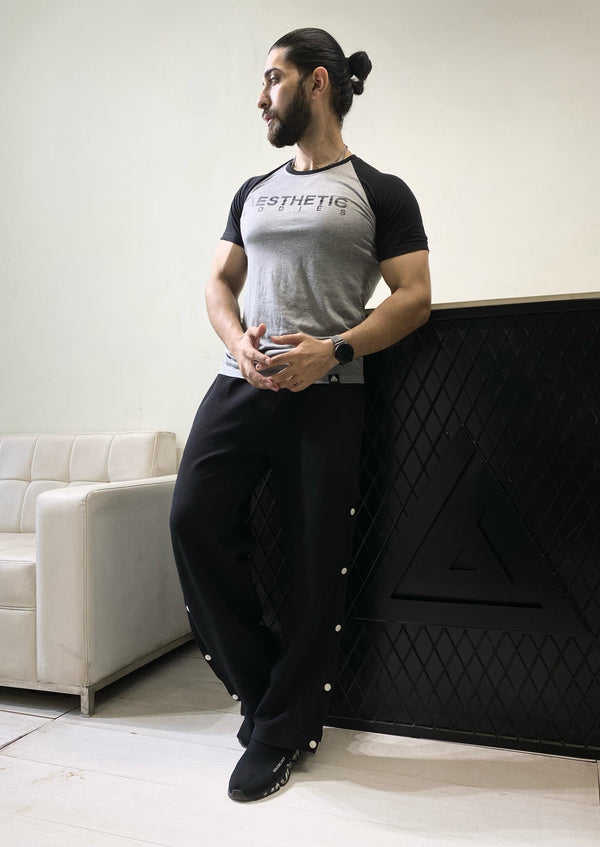 Men's Raglan  Tee- Grey/Black