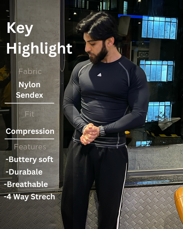 Compression T-Shirt  Black Full Sleeves