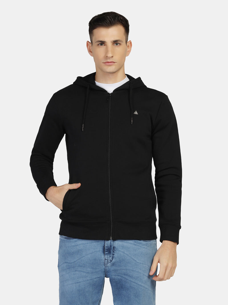 Lifestyle Solid Hooded Zipper (Black)