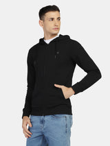 Lifestyle Solid Hooded Zipper (Black)