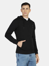 Lifestyle Solid Hooded Zipper (Black)