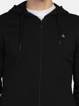 Lifestyle Solid Hooded Zipper (Black)