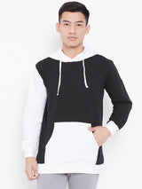 Colour Block Hoodie Jacket- Black/White